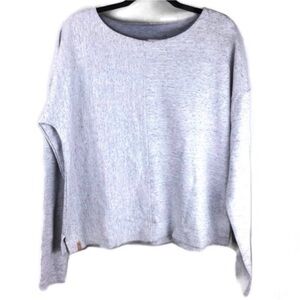 Tentree Herringbone Seamed Drop Shoulder Long Sleeve Gray Cotton Top Size Large